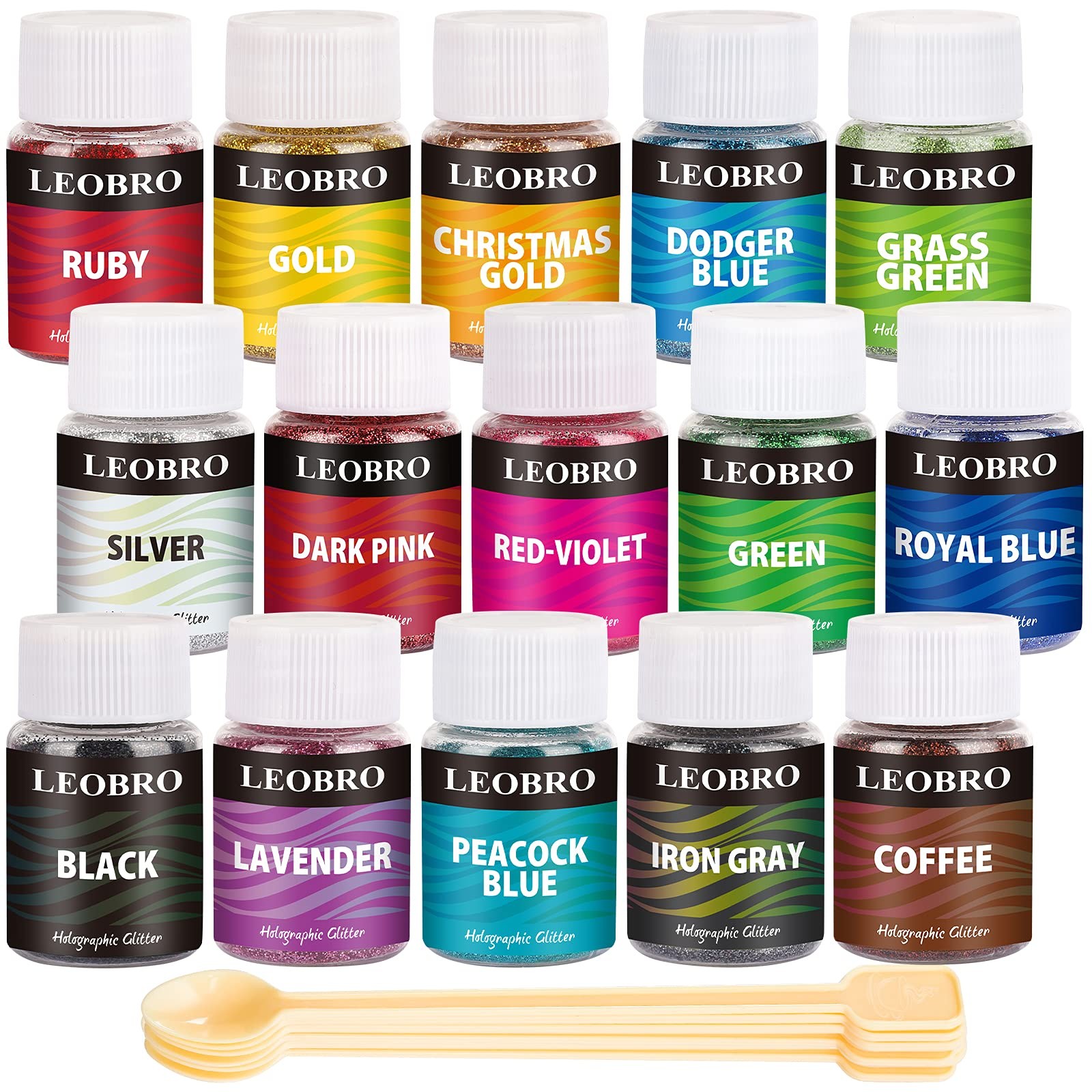 Holographic Fine Glitter, 15 Colors Fine Glitter for Crafts, Resin, Jewelry A...