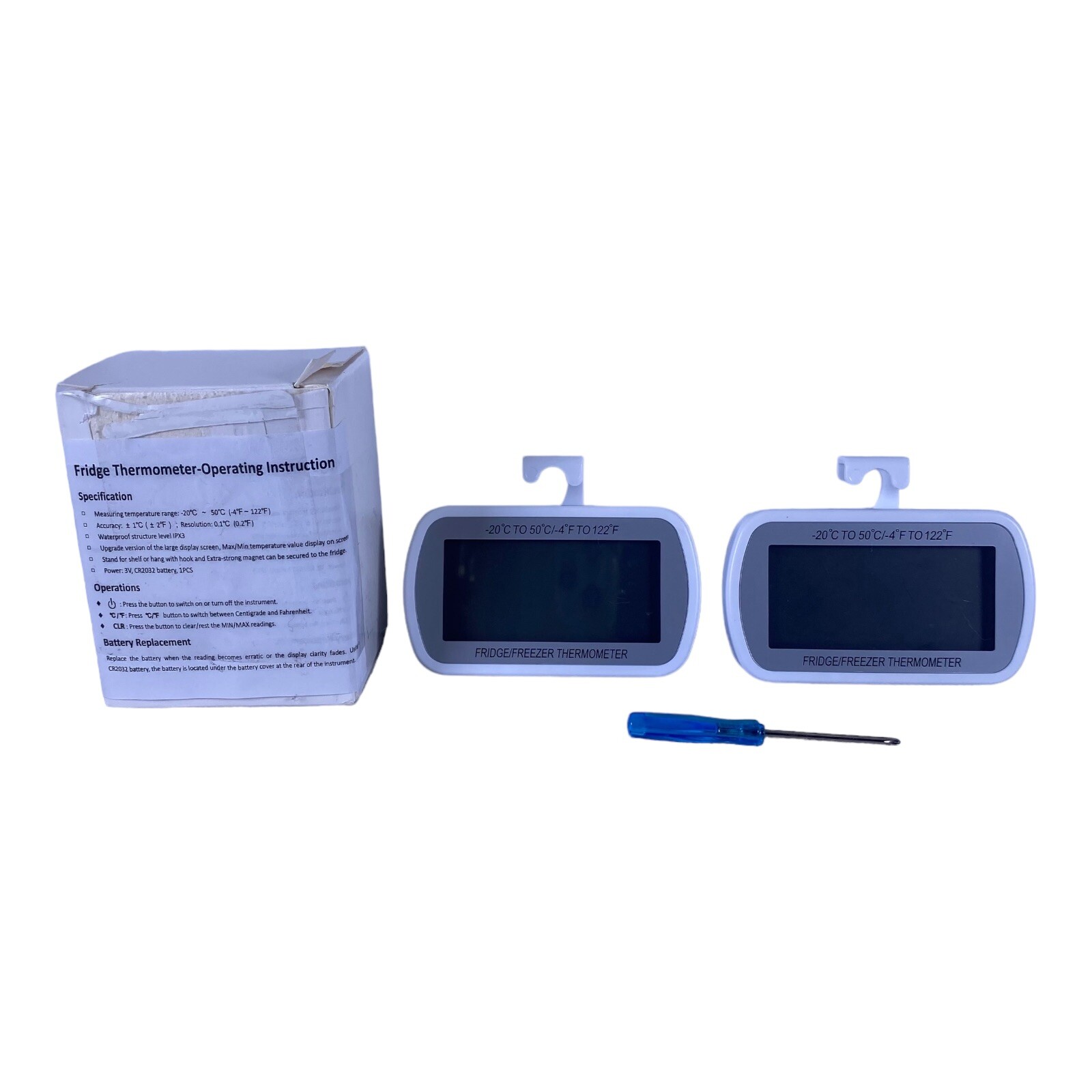 2 Digital Dual Thermometers Hook Waterproof  LCD Display Kitchen Home Bars
