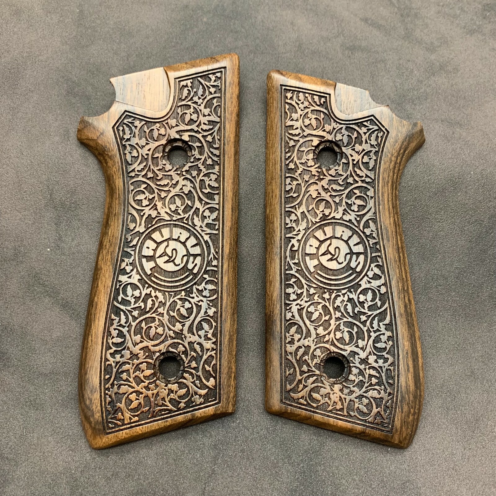 Taurus PT92, 99, 100, 101, 917 Turkish Walnut Wood Grips. Floral. US Seller. A+