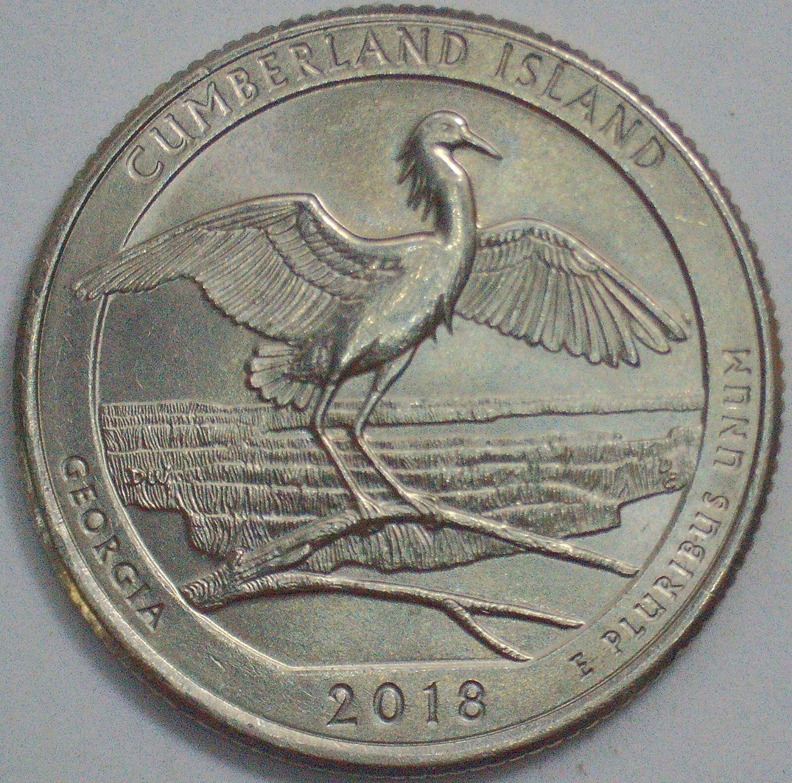 2018 P ERROR Georgia Cumberland Quarter Die Chip + crack ON WING
