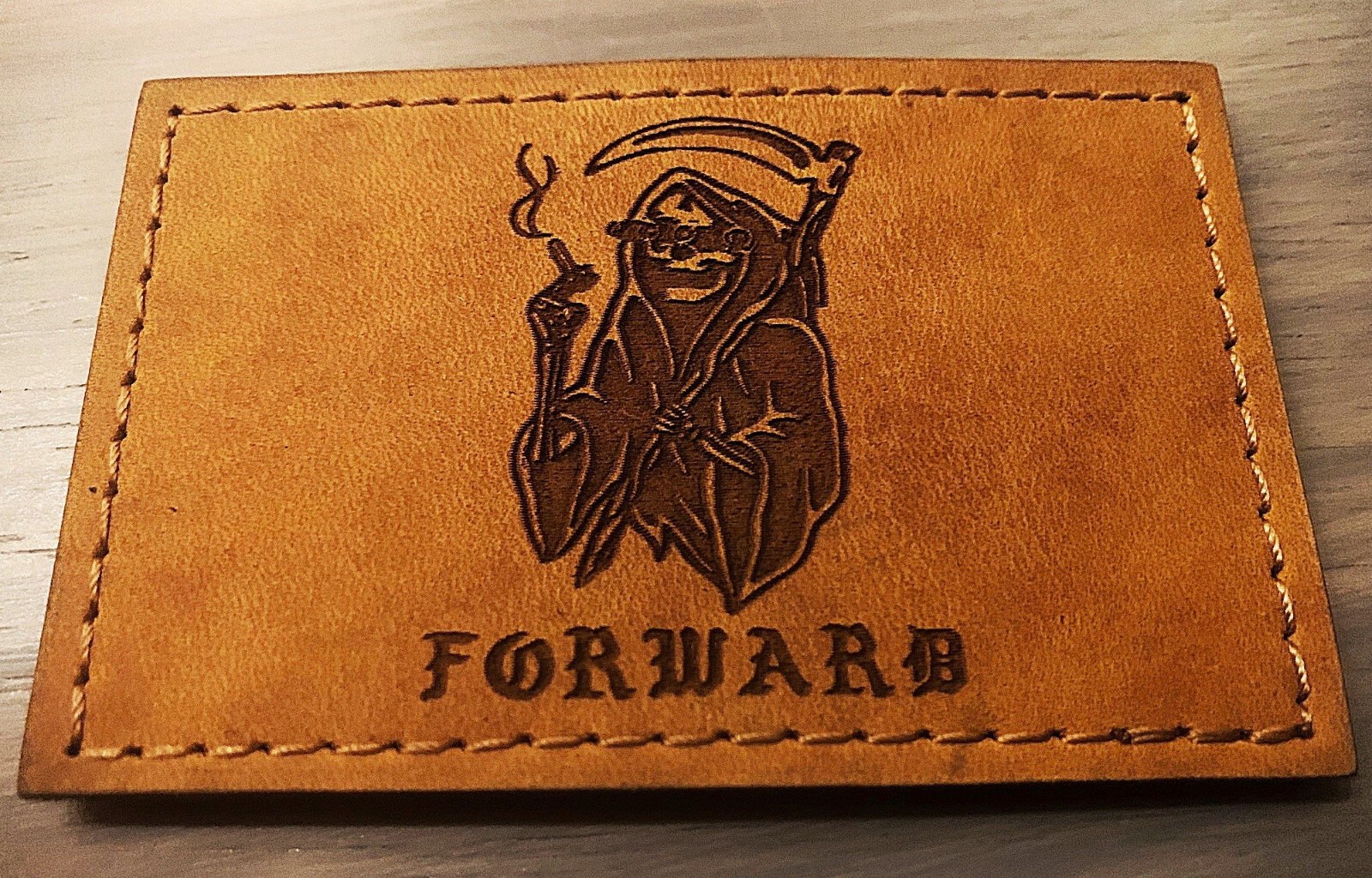 FORWARD OBSERVATIONS x BALD BROS LEATHER REAPER PATCH AUTHENTIC FOG