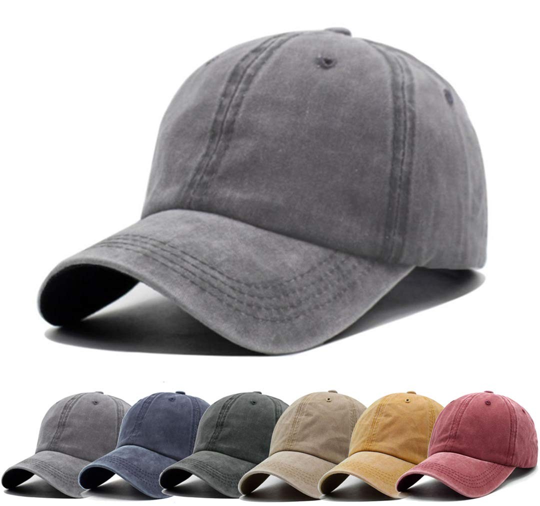 Aedvoouer Men Women Baseball Cap Vintage Washed Distressed One Size, Grey-04