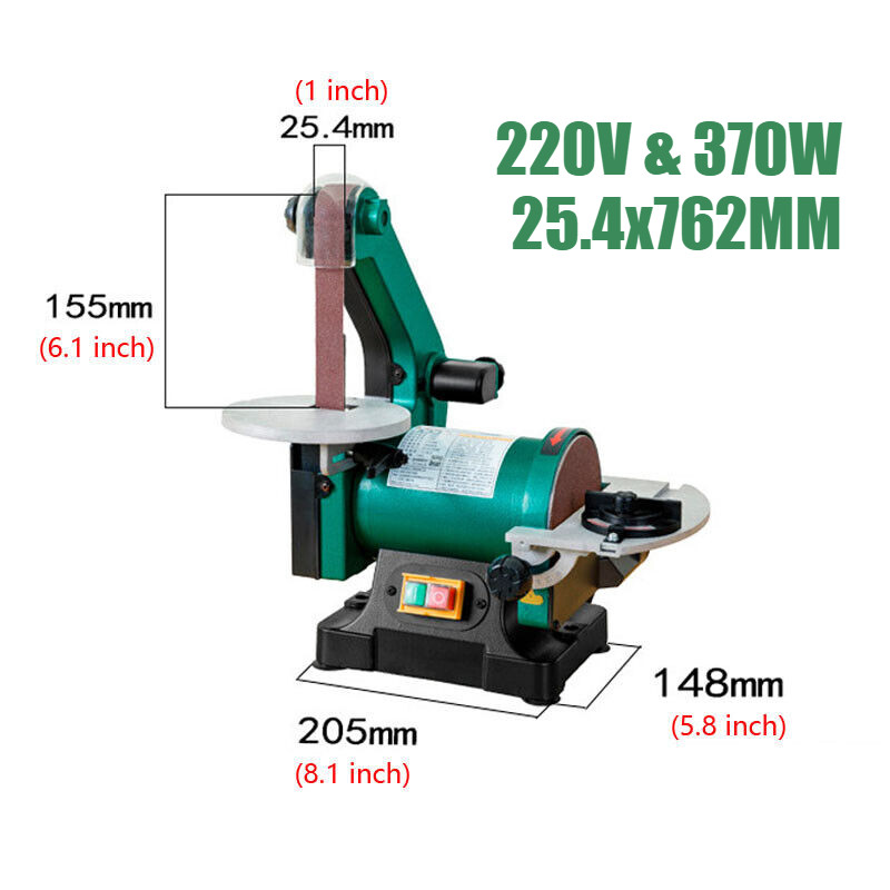 220V 370W 2850RPM DIY Belt Sander Sharpener Polishing Grinding Disc Belt Machine