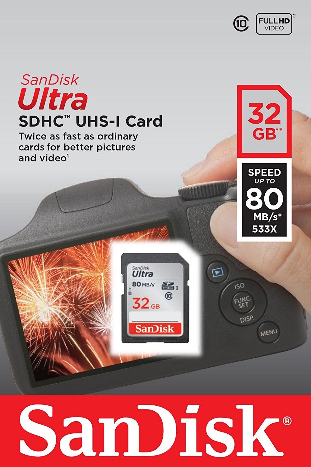 SanDisk Ultra 32GB SD SDHC Flash Memory Card Class 10 80MB/s 533X UHS-I HD