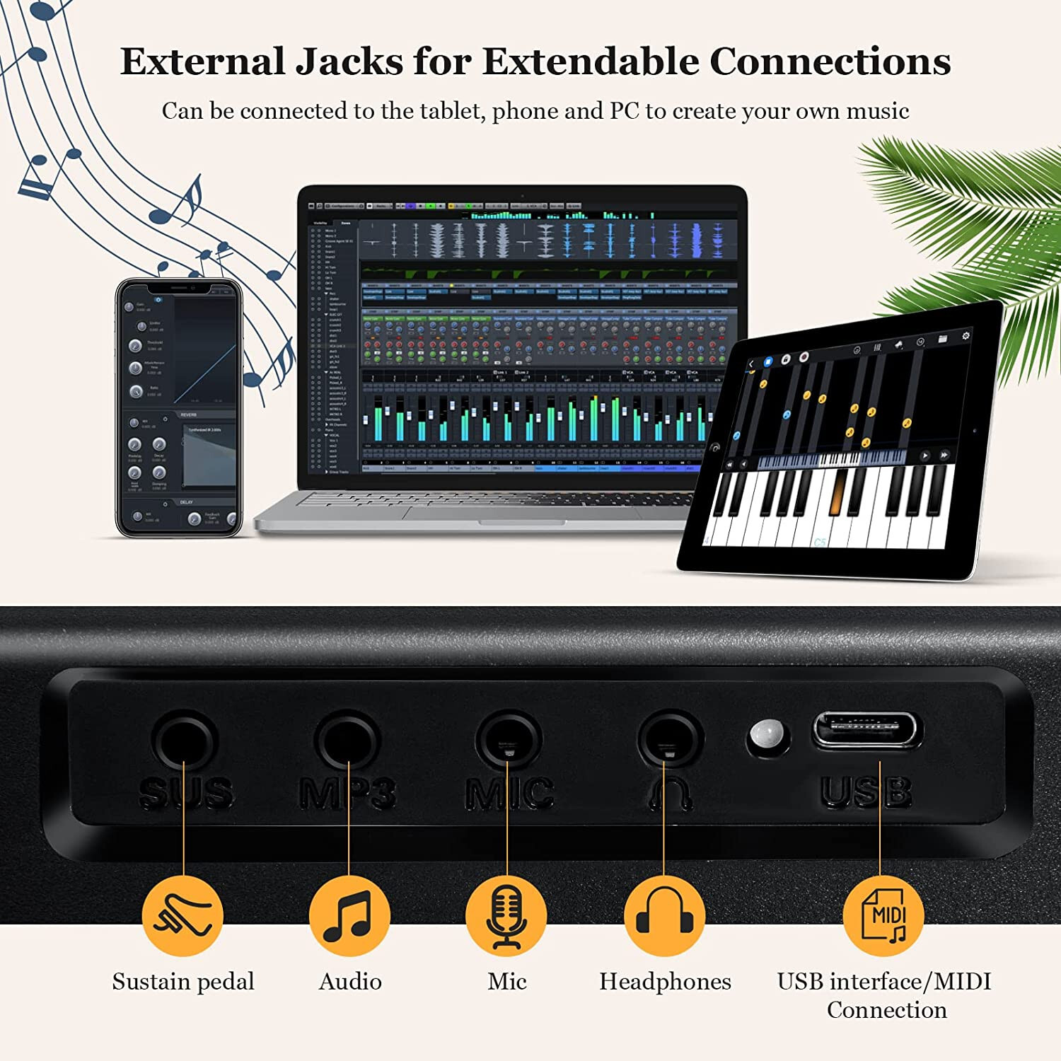88 Key Electric Digital Piano Keyboard Weighted Key w/Pedal,Power Supply and Bag