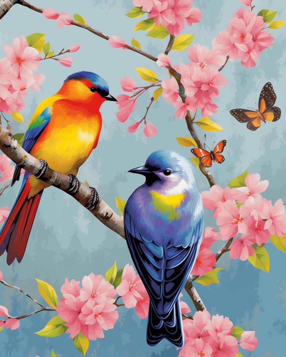 Maomaomi Paint by Numbers DIY Acrylic Painting Kit for Inseparable King Bird