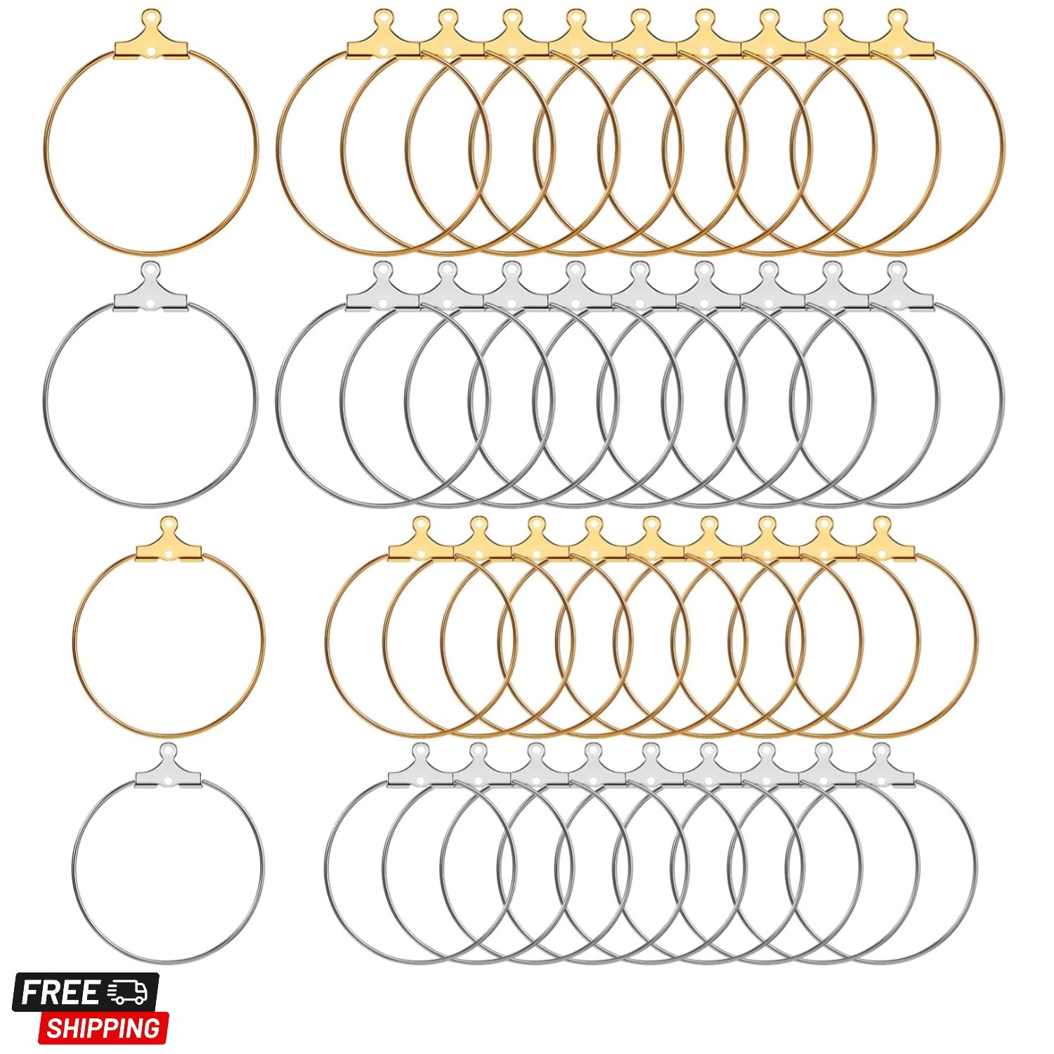 40 Pieces Earring Hoops for Jewelry Making Round Beading Hoop Earring for Ear...