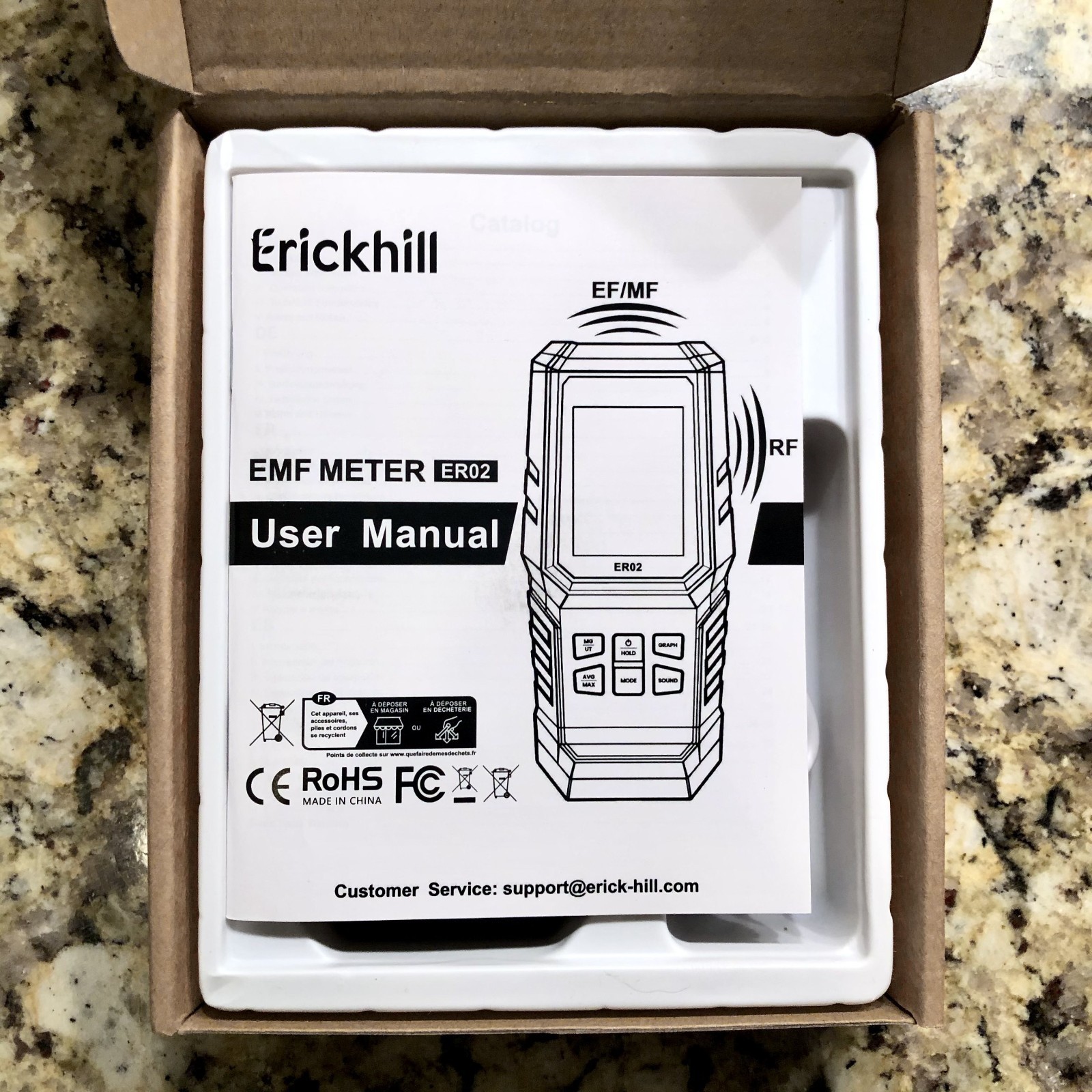 ERICKHILL ER02 EMF Meter Electromagnetic Field Radiation EF RF MF Detector Tool