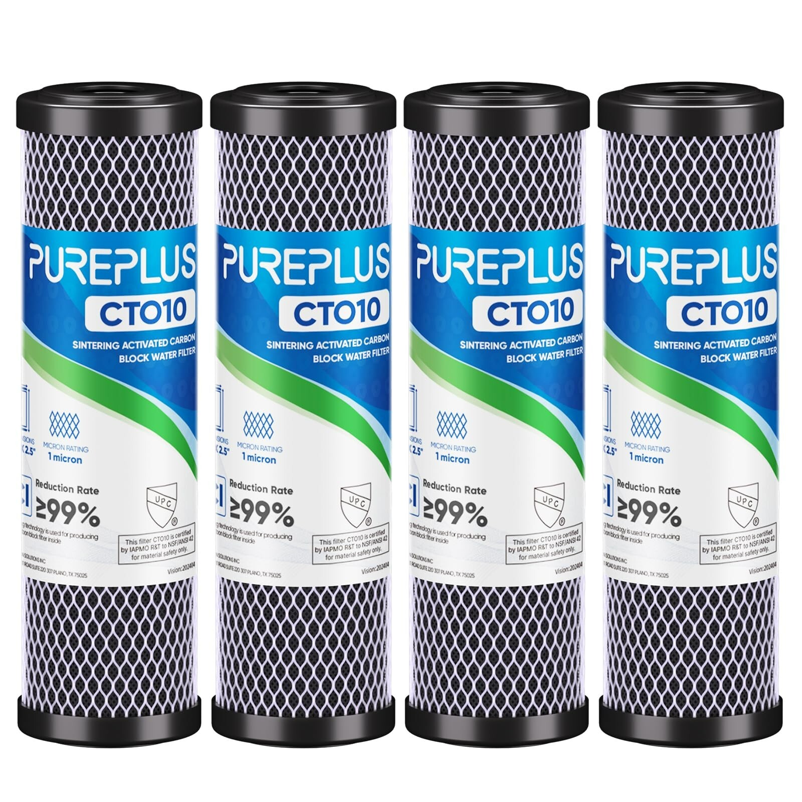 4 pcs 2.5" x 10" Whole House CTO Carbon Water Filter Cartridge Replacement