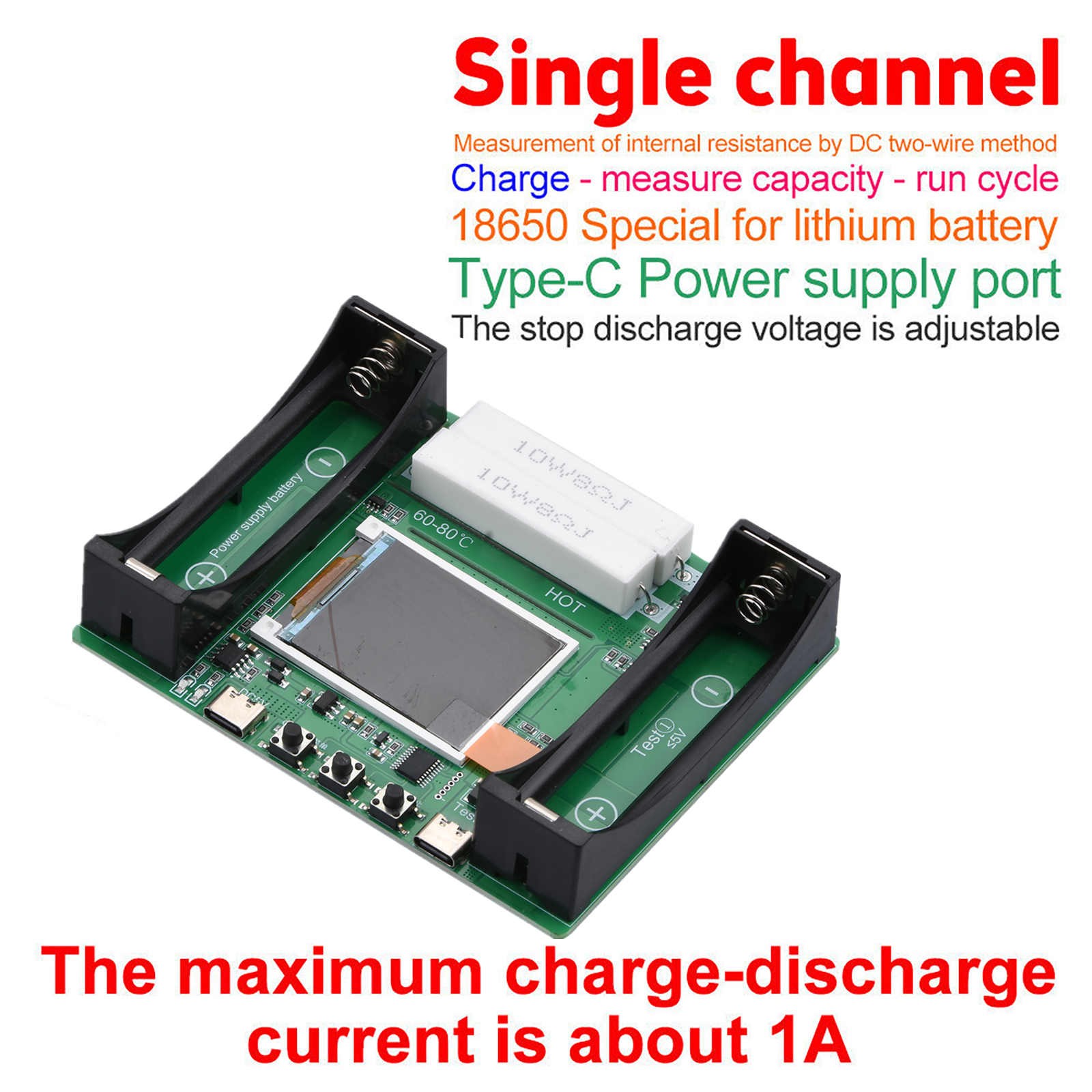 DC 5V 18650 Battery Capacity Tester Internal Resistance Detector Auto Charging