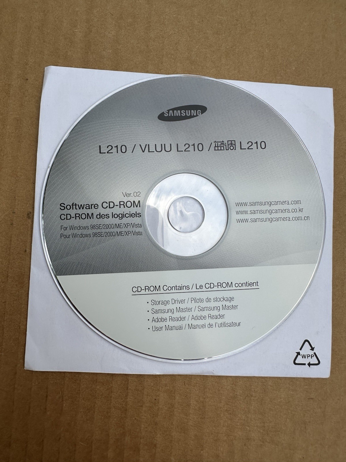 VLUU L210 Software CD-ROM Storage Driver Samsung Master Adobe Reader User Manual