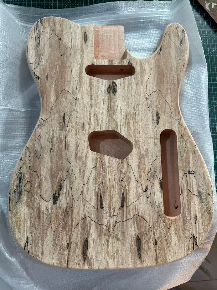 Unfinished Spalted Maple Top Guitar Mahogany Wood Body Fit Telecaster Tele