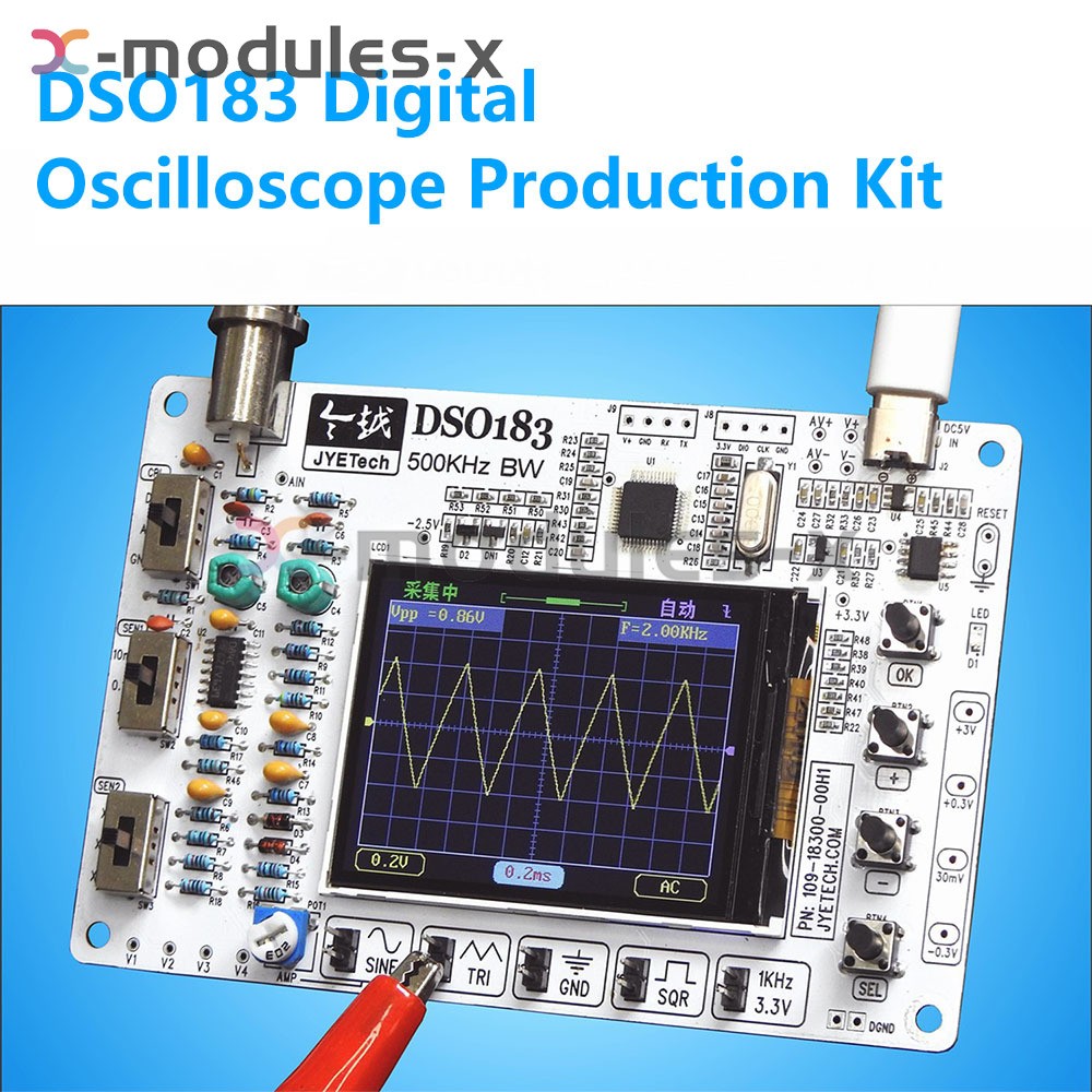 DSO183 Digital Oscilloscope DIY Electronic Kits Teaching 0-500KHz DC5V Type-C