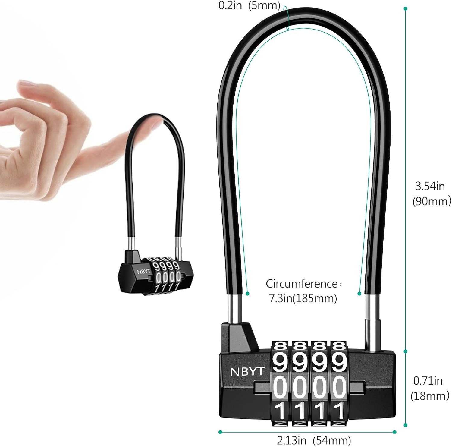 Long Shackle Combination Padlock, 4 Digit Resettable Code, Waterproof | Zinc All