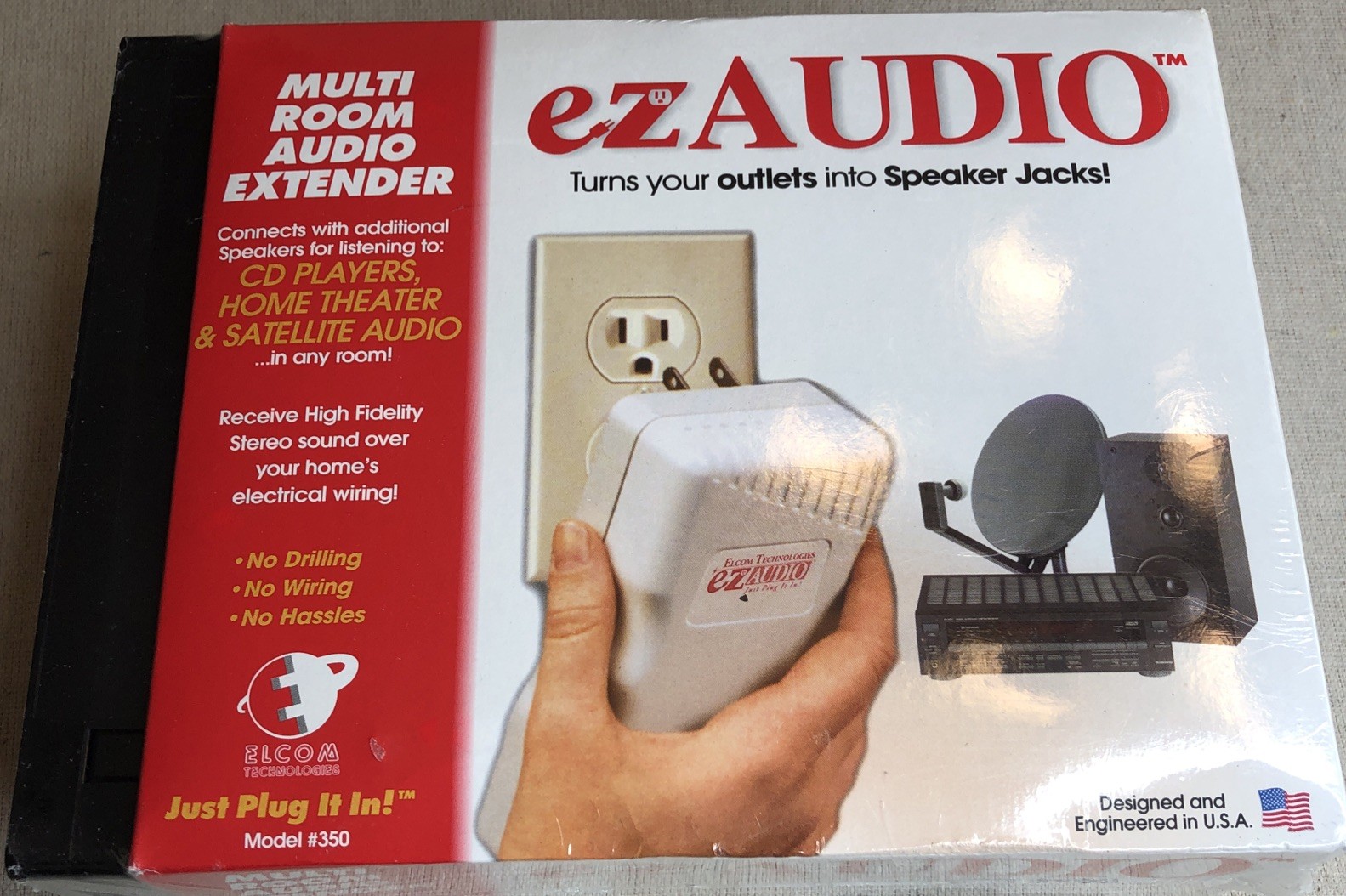 ez-AUDIO 350 ELCOM Multi Room Audio Extender- Turns Your Outlets Into Speakers