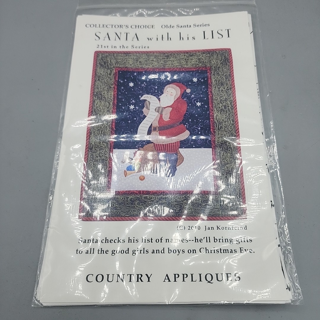 Santa with His List Country Appliques 21st in the Series