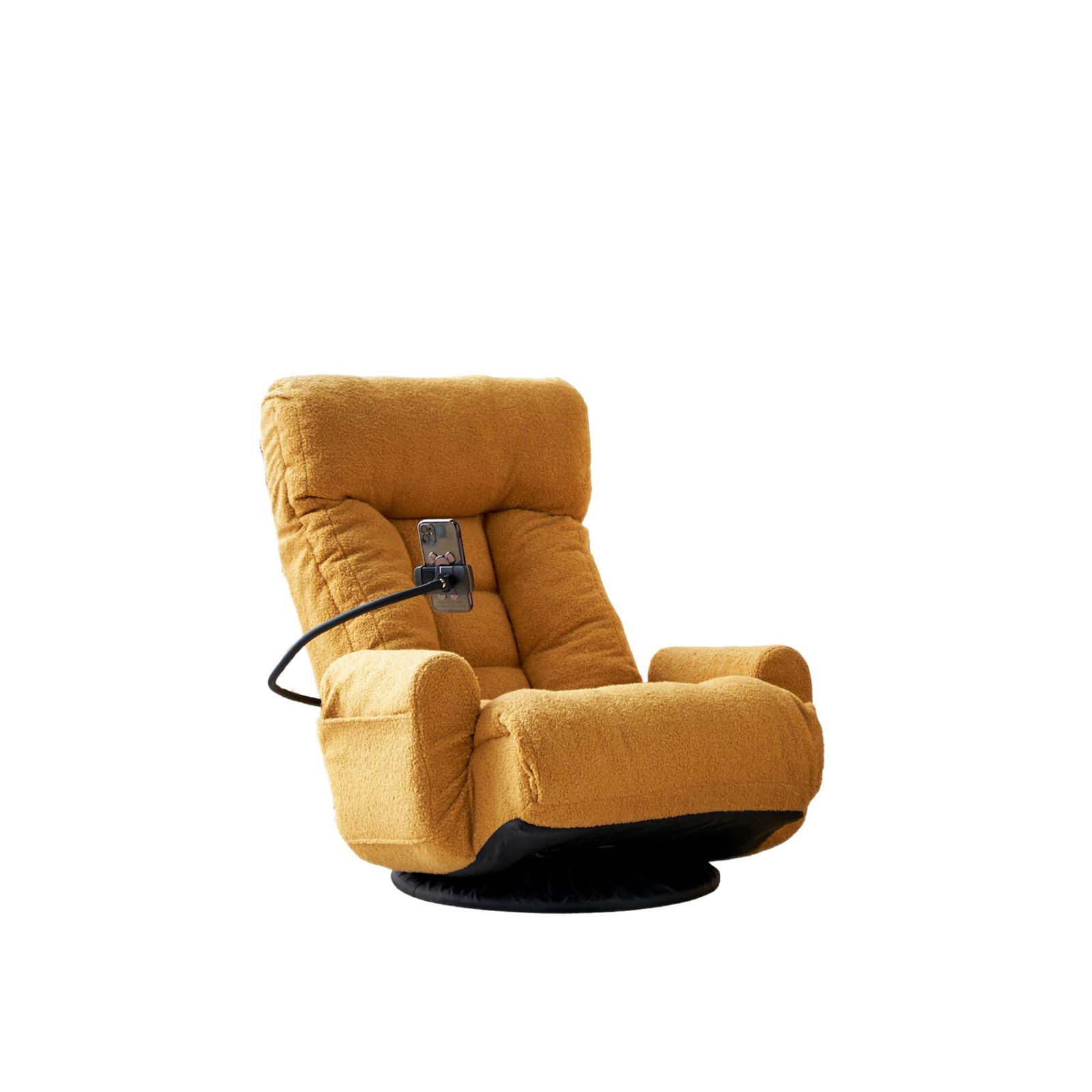 Adjustable Lounge Sofa Chair 360° Rotatable Yellow Cotton