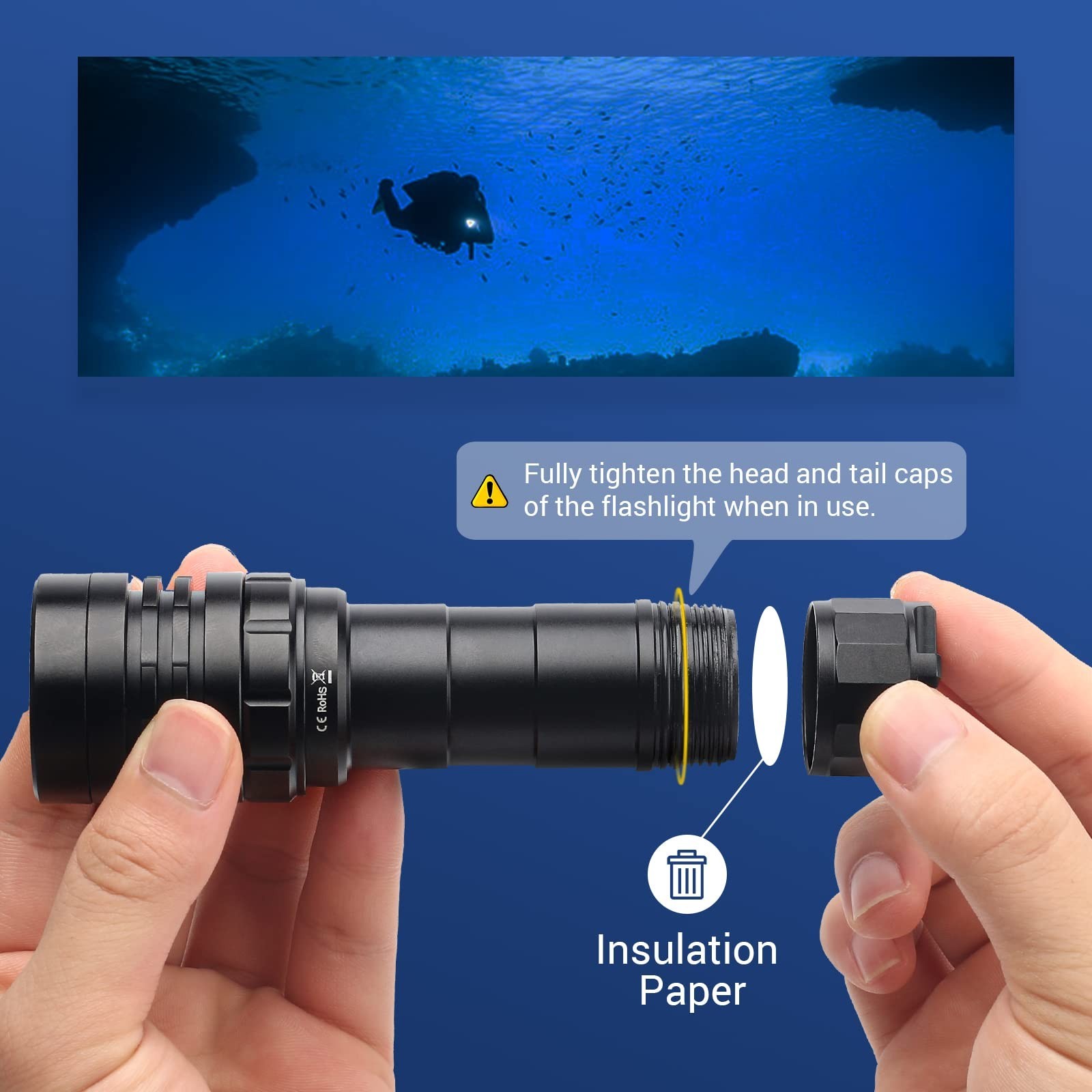 77outdoor Sofirn 3000 Lumen Dive Light, Scuba Diving Flashlight, Waterproof 100M