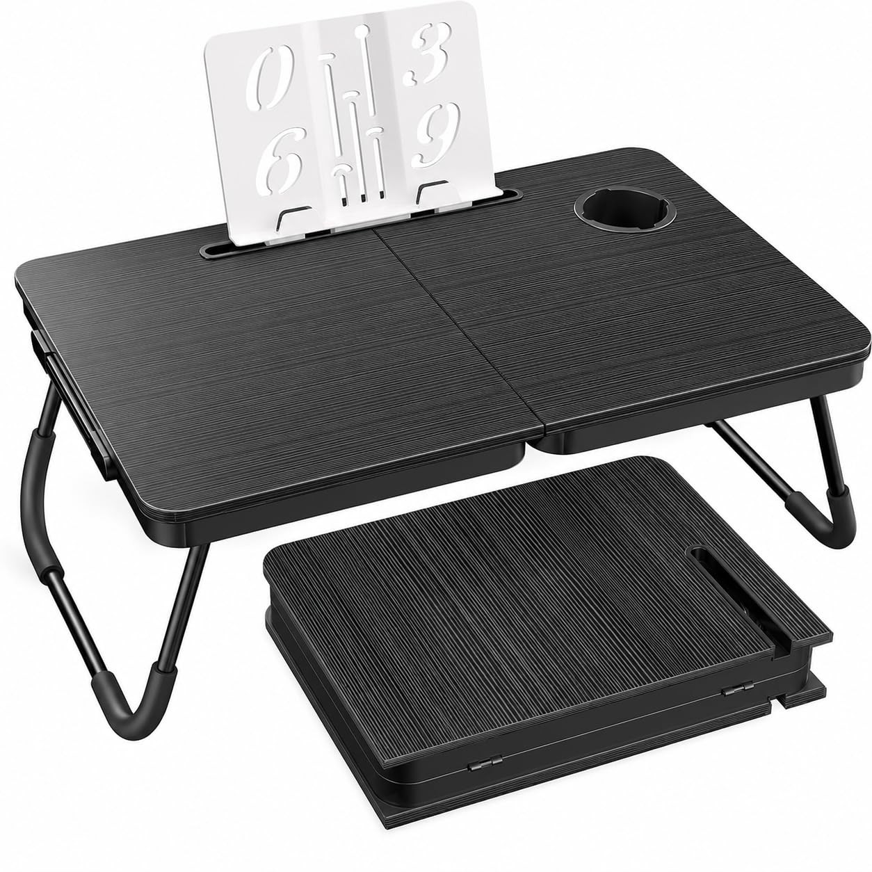 23.4" Foldable Lap Desk Bed Table with Reading Stand Portable Tray