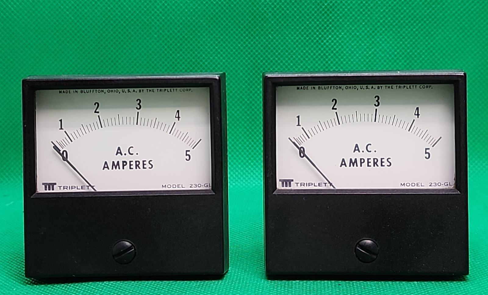 Lot of 2 - TRIPLETT 230-GL  0-5A  ANALOG PANEL AMMETER [2RE4-2]