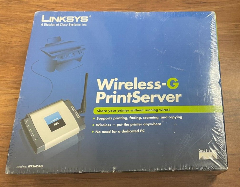 1 x  New sealed Cisco Linksys wireless-G PrintServer WPSM54G
