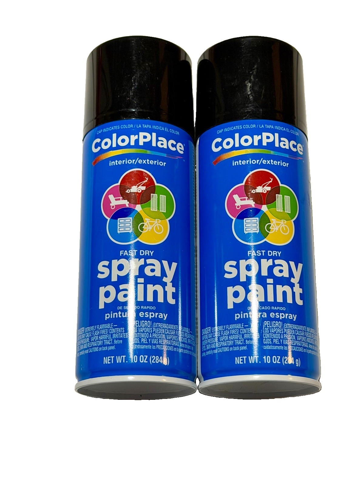 ColorPlace FAST DRY SPRAY PAINT | GLOSS BLACK | INTERIOR /EXTERIOR Aerosol Qty 2
