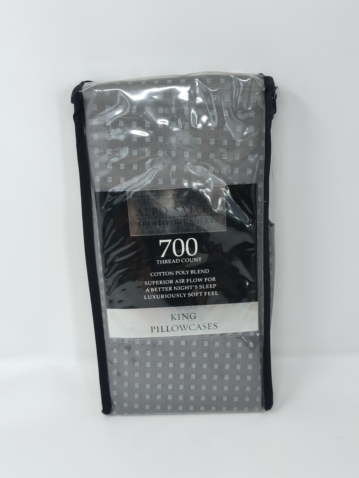 Aero Sateen 700-Thread-Count.  2 King Pillowcases. Grey