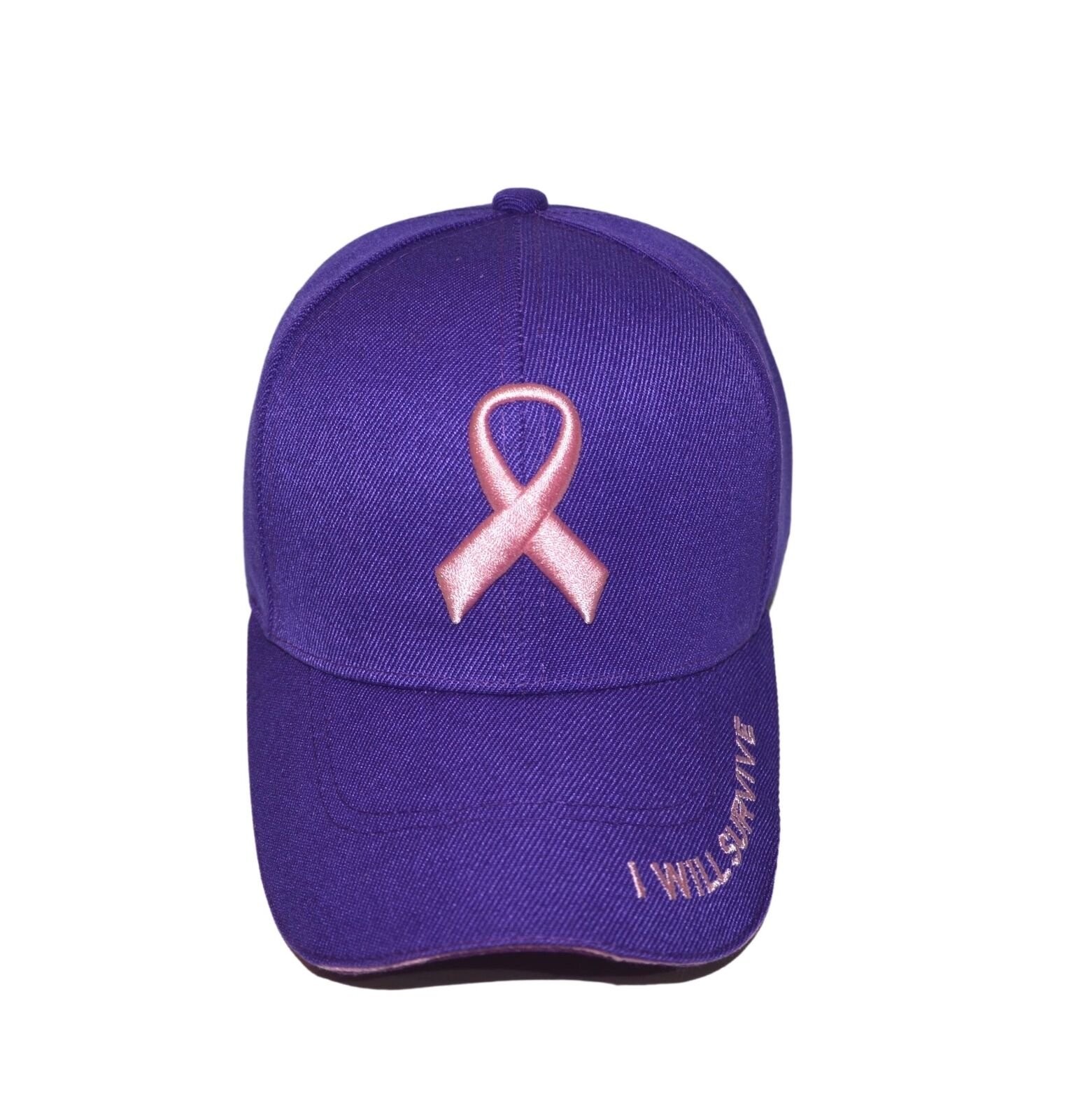 Pink Ribbon Breast Cancer Awareness Hats for Women, Cancer Baseball Cap (Purple)