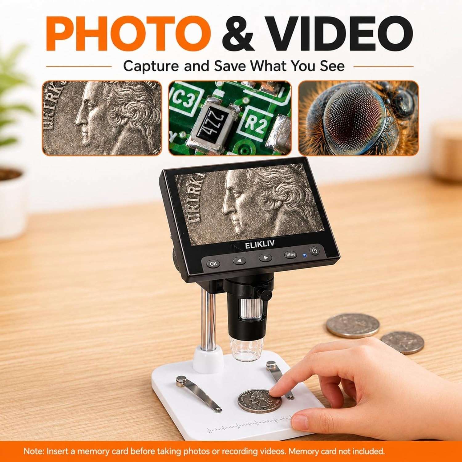 Coin Collector's Digital Microscope, LED Illumination