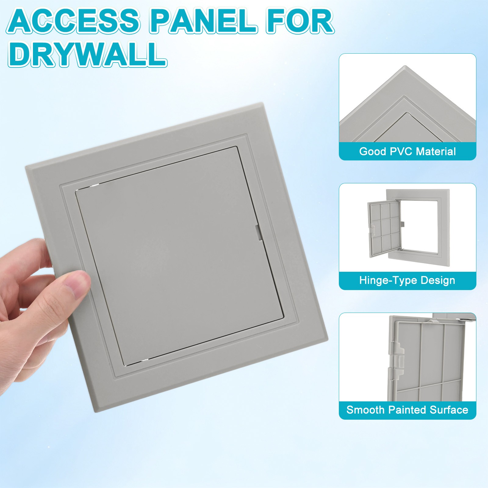 2-Pack Access Panel for Drywall, 4.9x5" Plastic Wall Hole Cover [Gray]