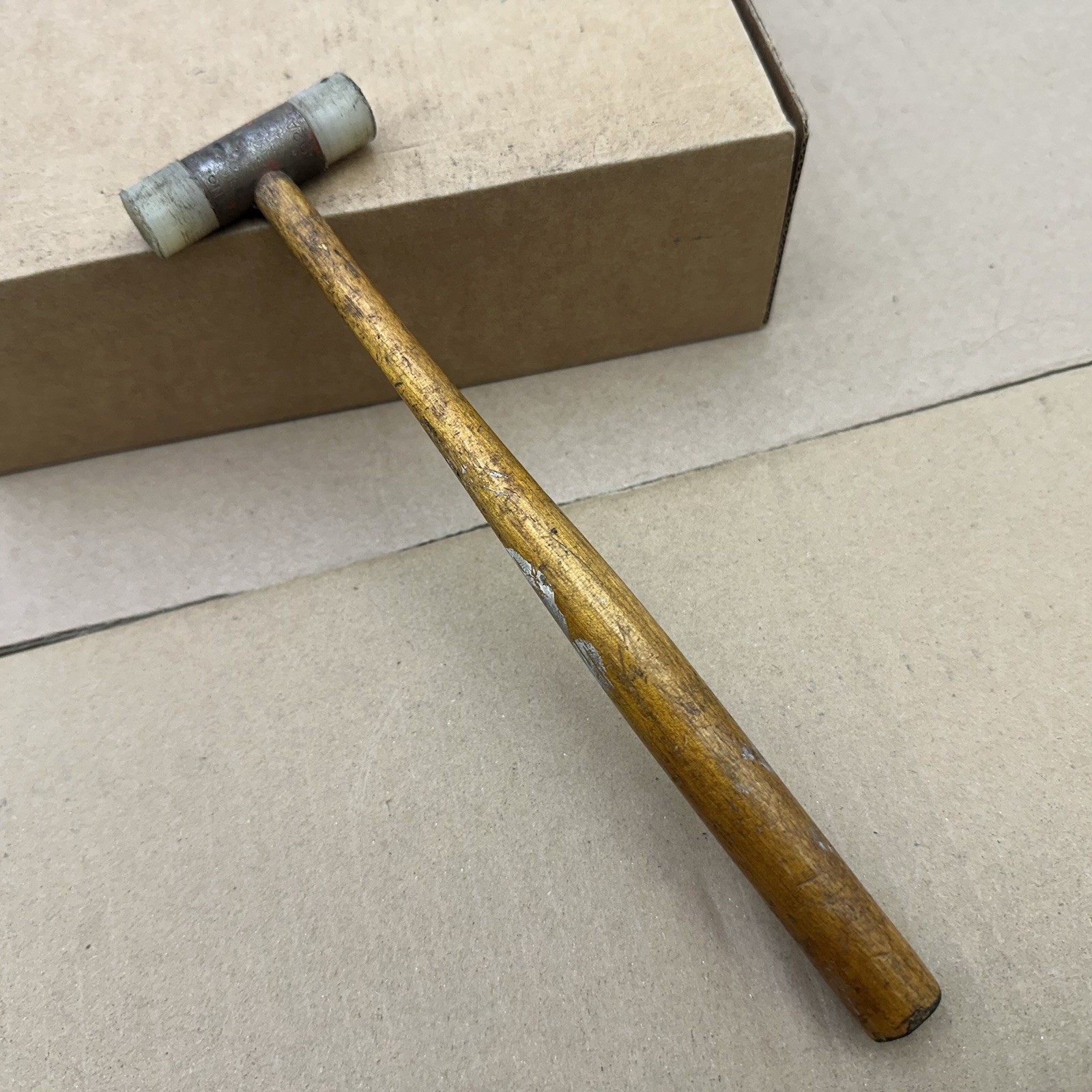 Vintage Stanley No. 592 Small Soft Face Hammer Mallet USA Wood Handle 9” Long