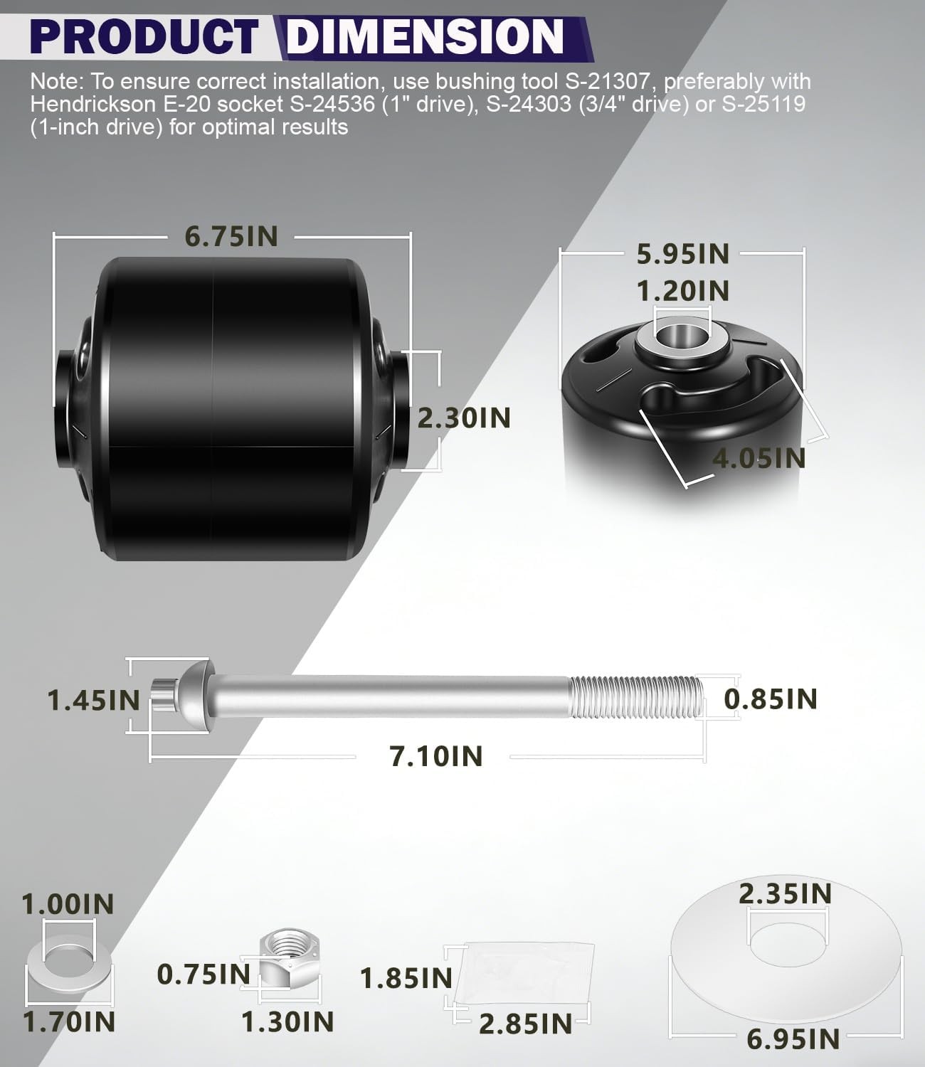 S-24691 S-21166 for Hendrickson Quick Align Pivot Bolt Bushing Kit