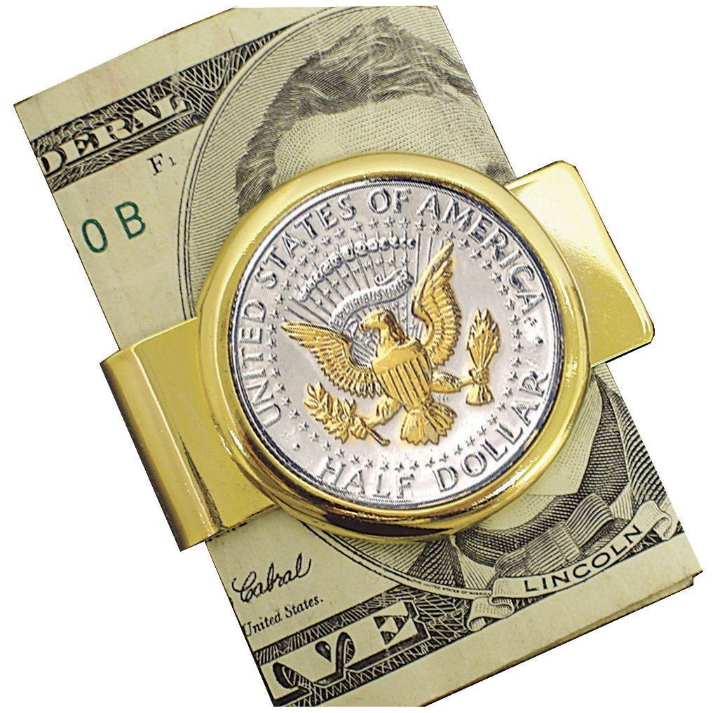 NEW Gold-Layered Presidential Seal JFK Half Dollar Coin Money Clip 1568
