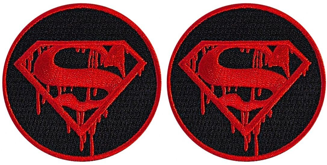 SUPERMAN BLEEDING EMBROIDERED MORALE PATCH - 2PC HOOK BACKING 2.5"x2.5"