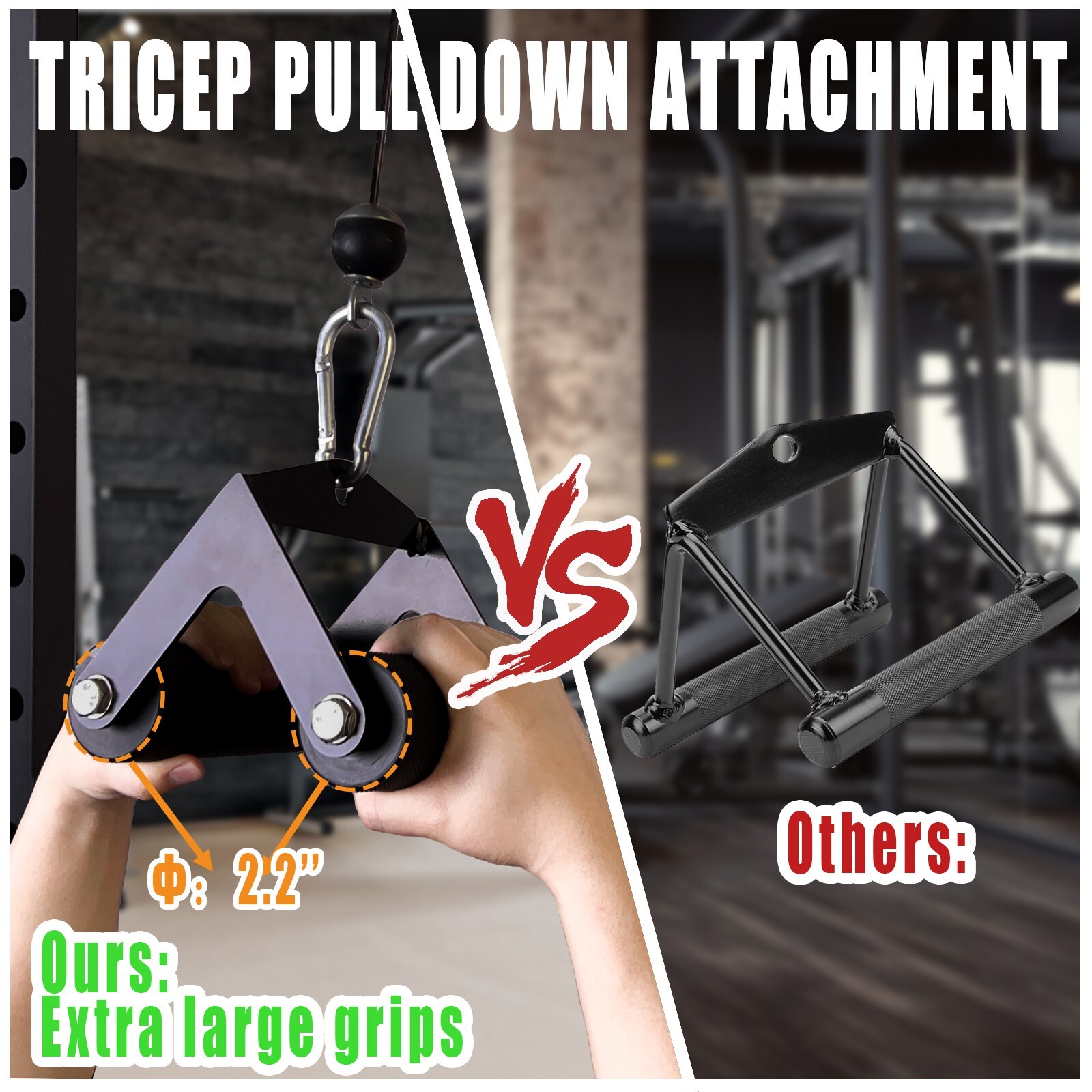 Fat Armwresting Training Equipment LAT Pulldown Attachments D Handle Gym Forearm