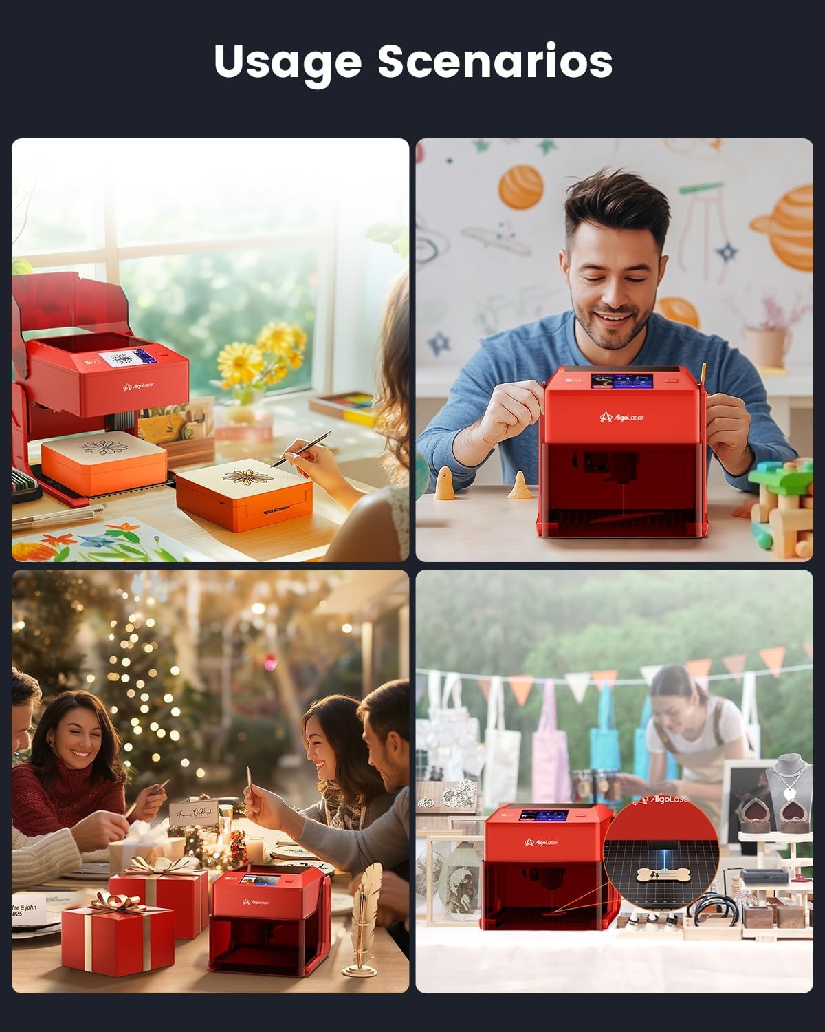 AlgoLaser 5W Laser Engraver Machine: Portable & Smart with 3.5" Touch Screen,...