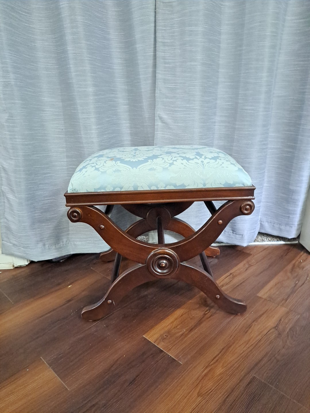 Antique Victorian Style X Frame Upholistered VANITY BENCH 20" Tall
