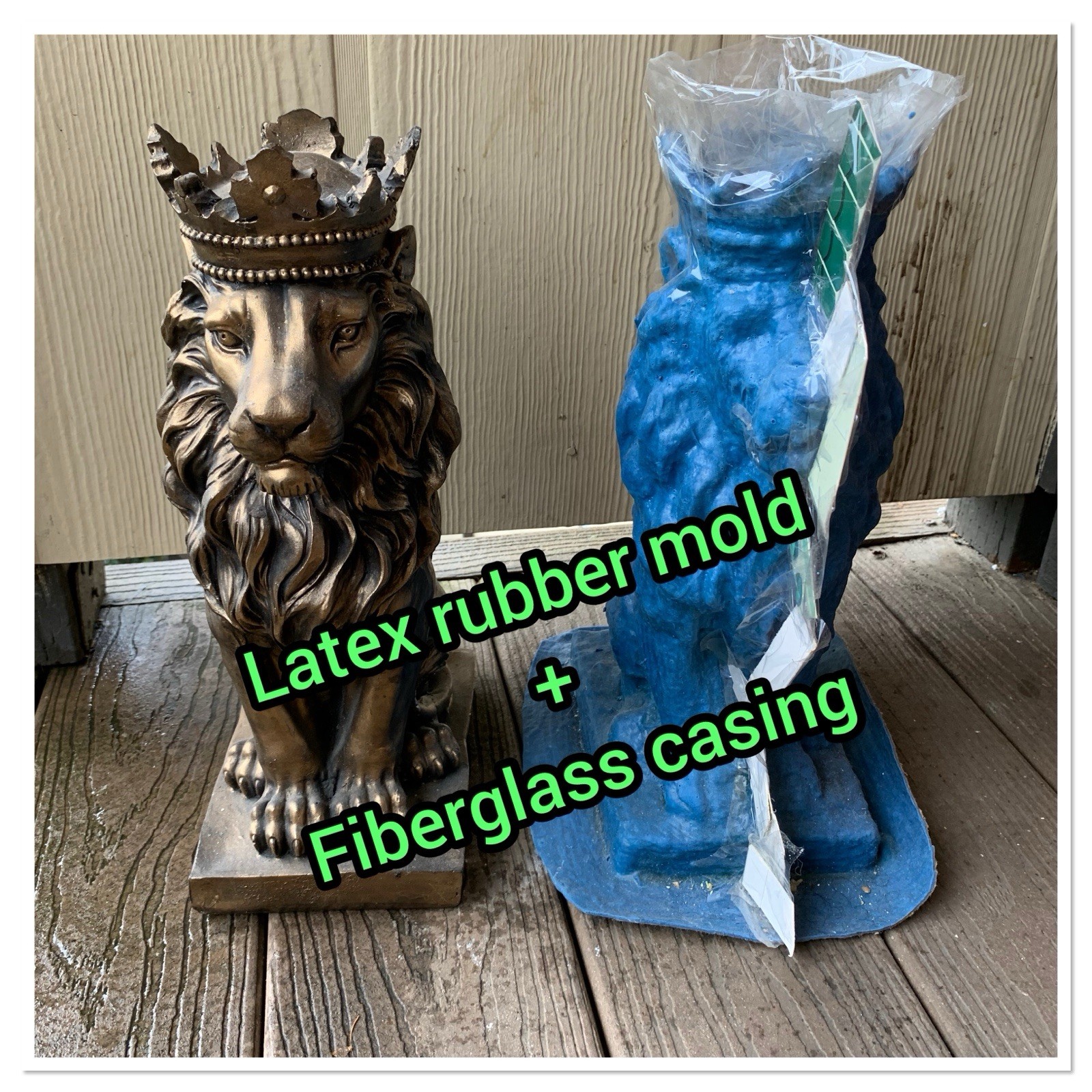 LATEX RUBBER MOLD+ Fiberglass Casing YKM-L5013A. Large Lion W/ Crown