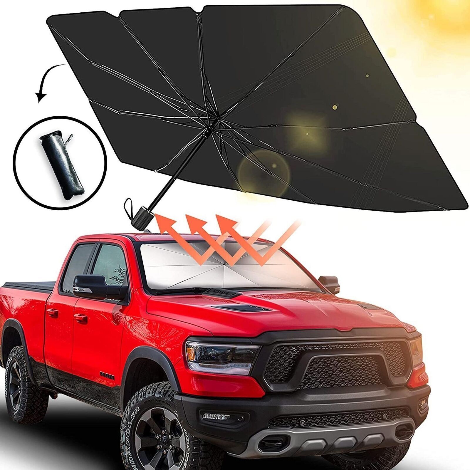 Windshield Sun Shade Umbrella Foldable Front Window Cover Sunshade w/ UV Block