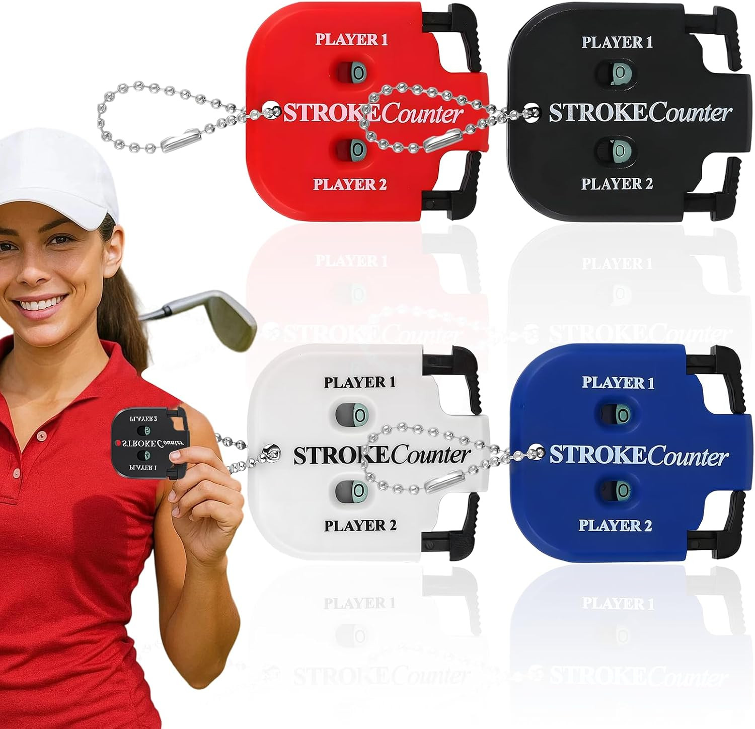 Mini Golf Stroke Counter Clicker,Dual Dial Scorekeeper Tool for 2 Players with K
