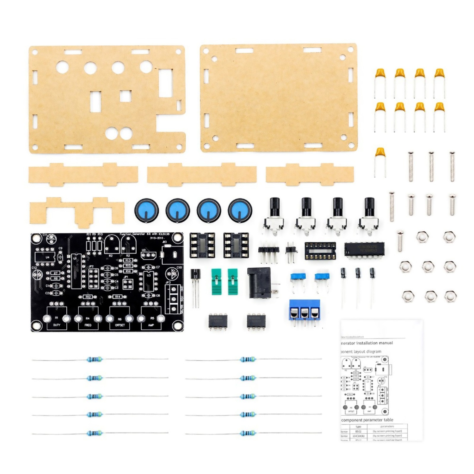 ICL8038 Low Frequency Signal Generator DIY Kit Acrylic Shell Xr2206 Version