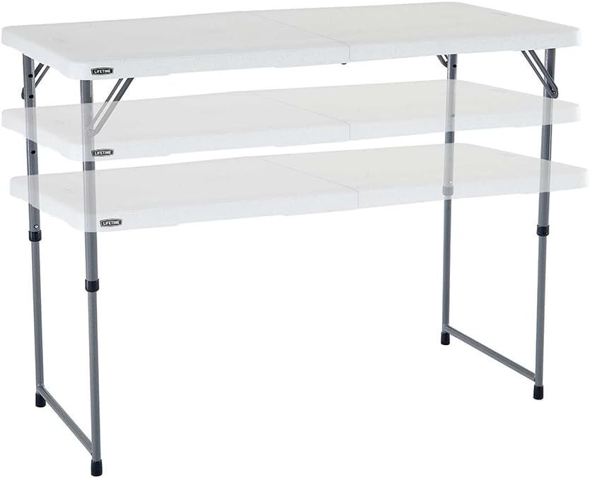 Lightweight 4-Foot Foldable Table with Adjustable Height for Contemporary Living