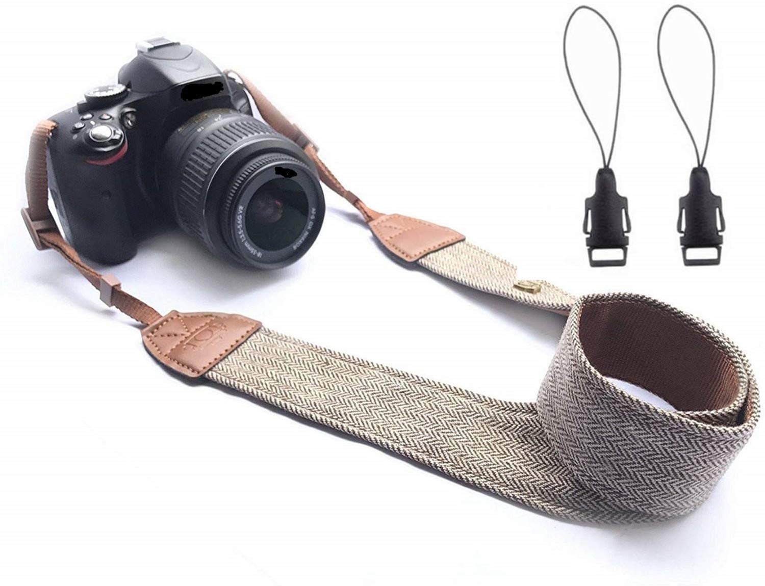 WANBY Camera Strap Canvas Brown Shoulder with Quick Brown,