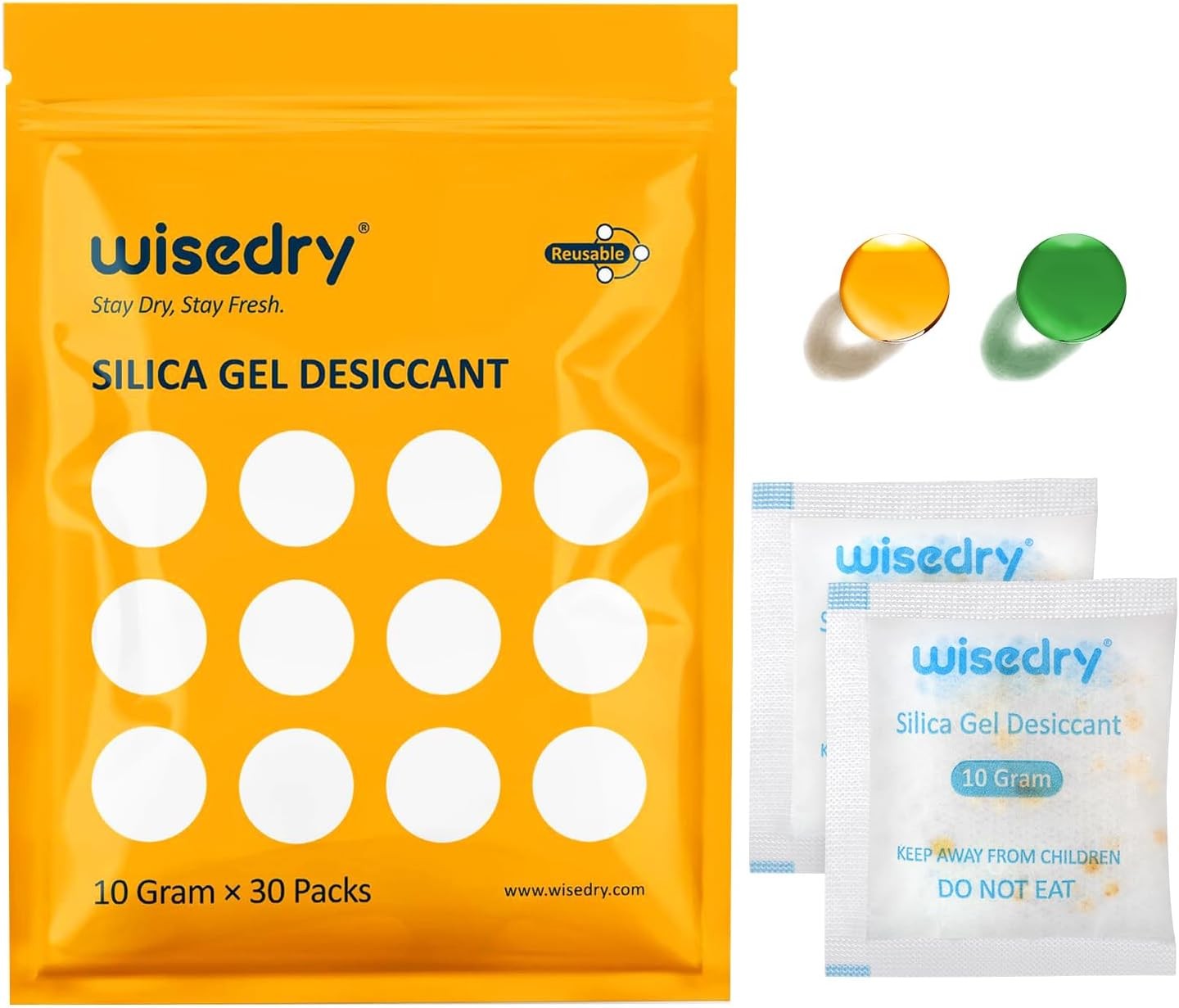 wisedry Kieselgel-Trockenmittel-Packungen, wiederverwendbar, für 10 g