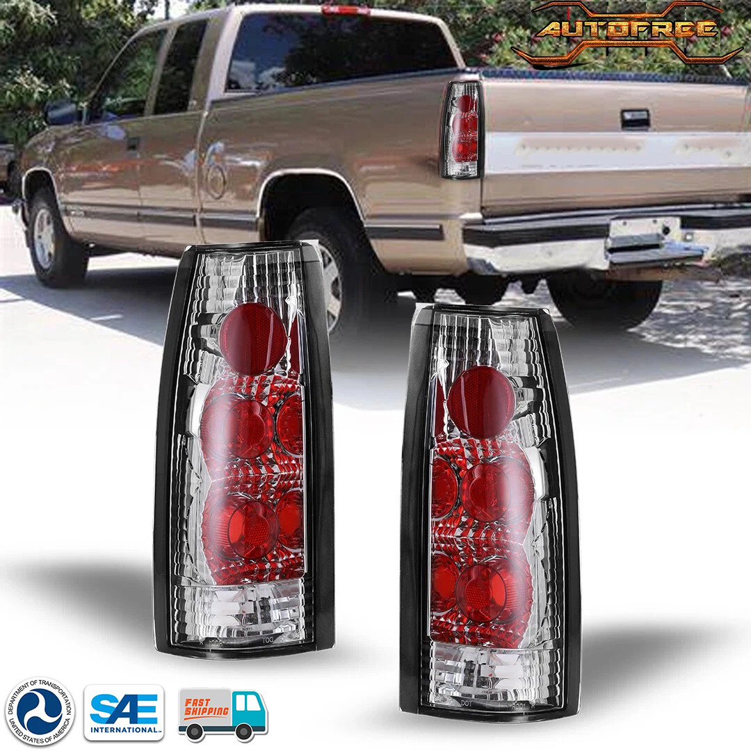 Pair Tail Lights for 1988-1998 Chevy GMC C/K 1500 2500 3500 Clear Rear Lamps