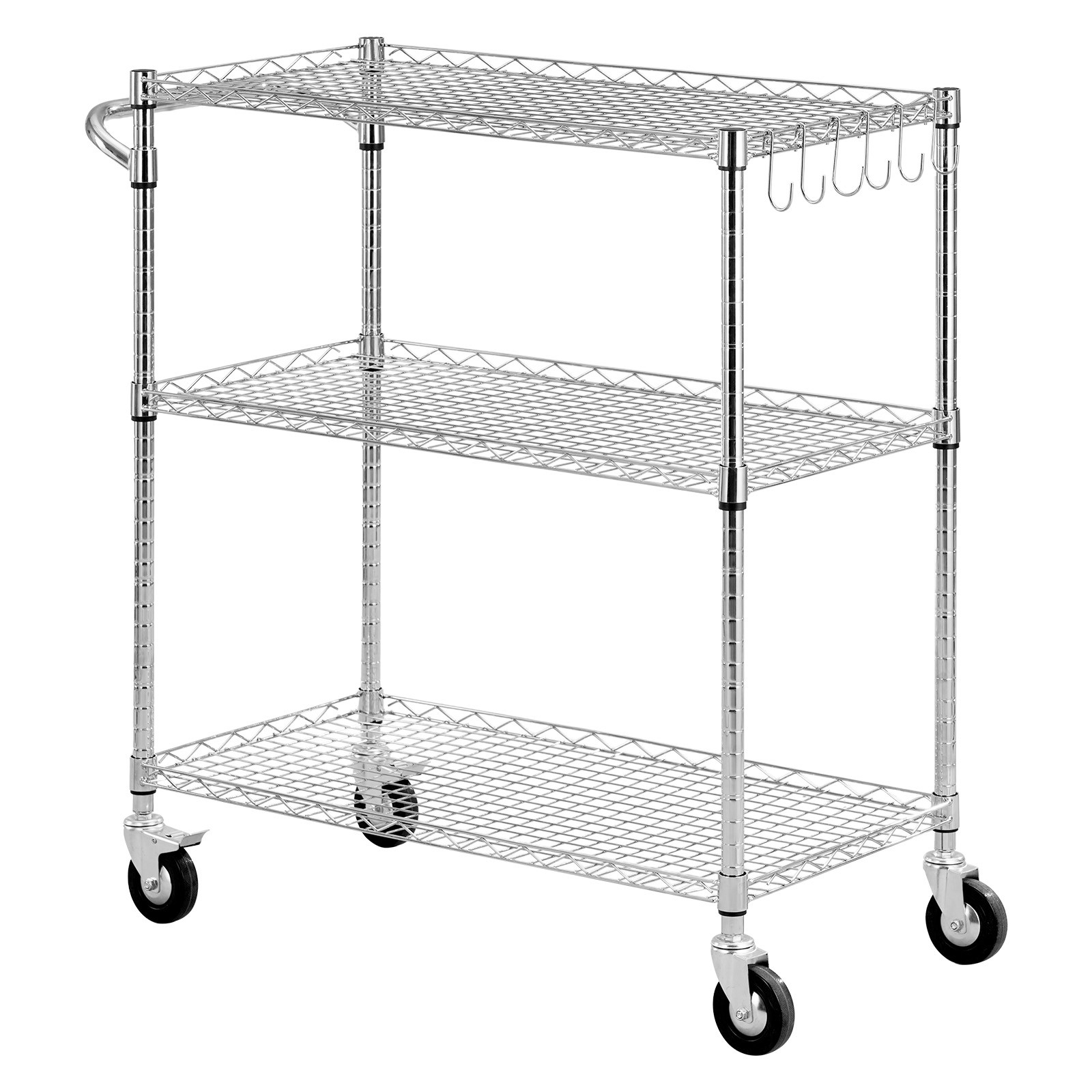 Uimoso 3-Tier Kitchen Utility Cart with Wire Shelves, 35x17.8x40.9 in
