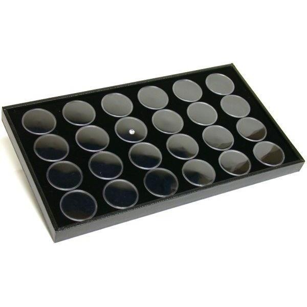 24 Black Foam Gem Jars with Jewelry Display Tray 14 3/4" x 8 1/4"