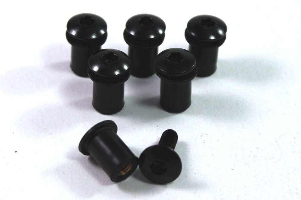6x Black Wind Screen Bolts Aluminium Rubber Well Nuts for BMW S1000R 2015-18 m4