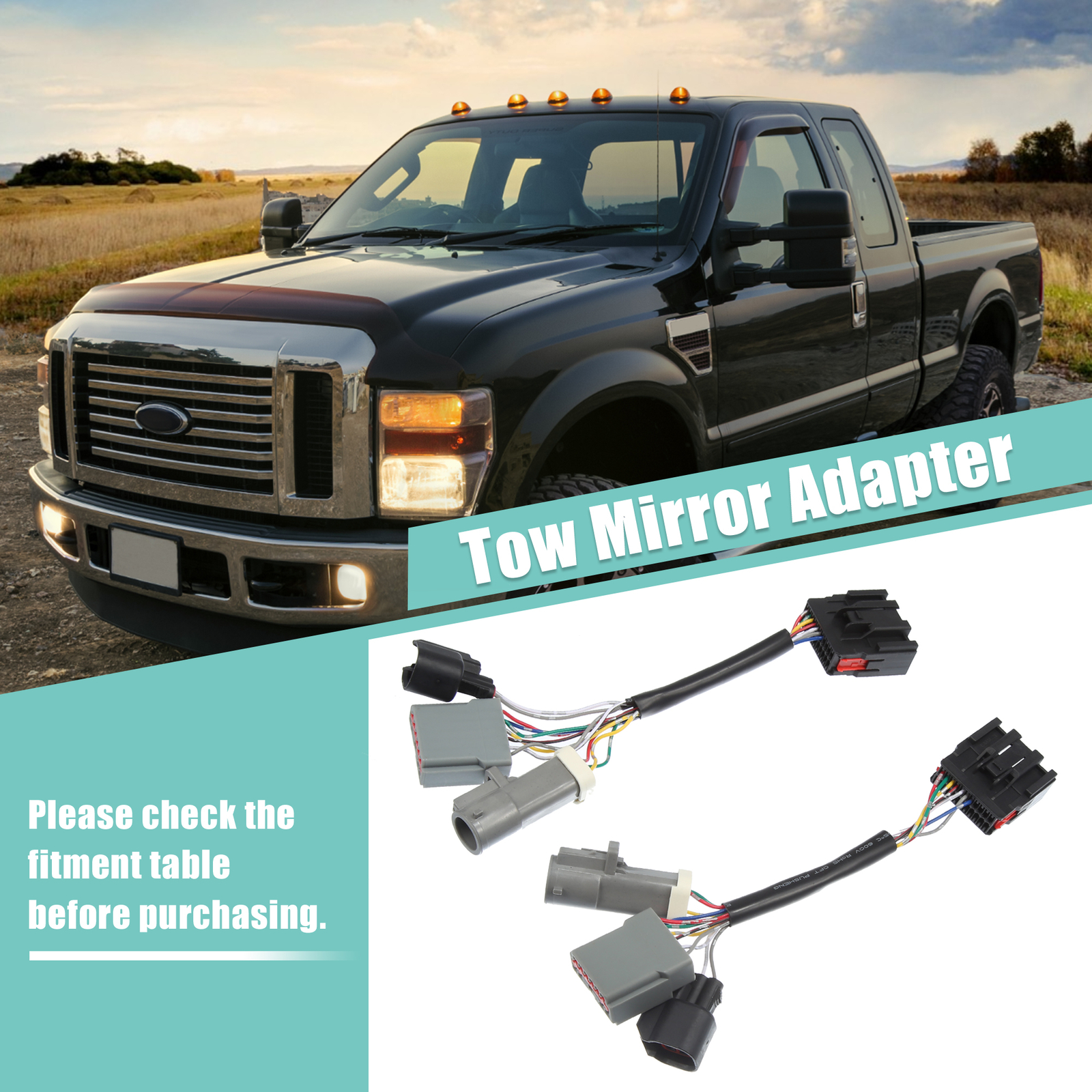 2 Pcs Tow Mirrors Adapter for Ford F250 F350 F450 F550 Super Duty Truck