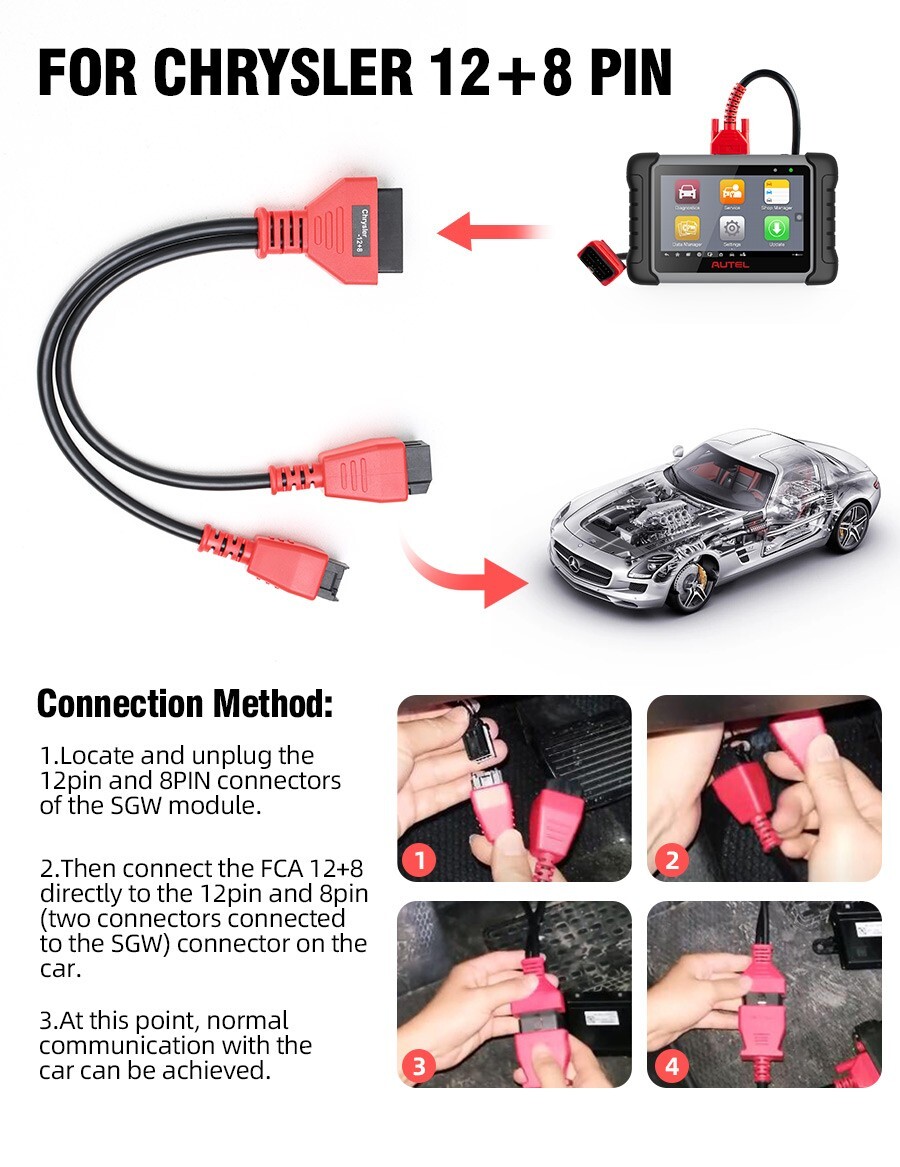 FCA 12+8 Universal Adapter Cable Adapter For OBDSTAR/LAUNCH Easy to Use